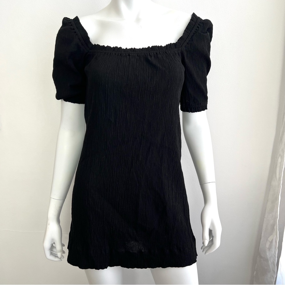 Reformation Jeans Women’s‎ Black Puff Sleeve Mini Dress Small Cotton